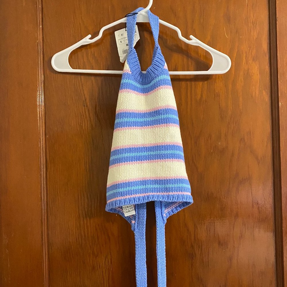 Striped sweater cropped halter top, NWT Zara